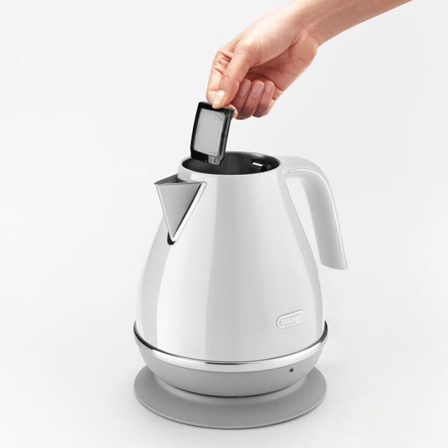 DeLonghi ICONA CAPITALS waterkoker 1 7L Roestvrij staal Afneembare en 360° draaibare voet Antikalkfilter Wit
