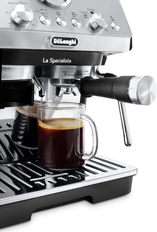 De'Longhi La Specialista Arte – Pistonmachine met bonenmaler Handmatige espresso- en melkbereidingen Inclusief professionele baristakit- Metal Black EC9155.MB
