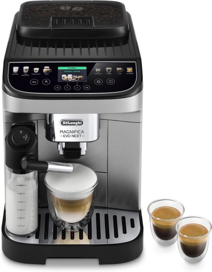De'Longhi Magnifica Evo Next ECAM 310.80.SB Volautomatische Koffiemachine 13 Koffiespecialiteiten LatteCrema Hot-technologie TFT-kleurendisplay