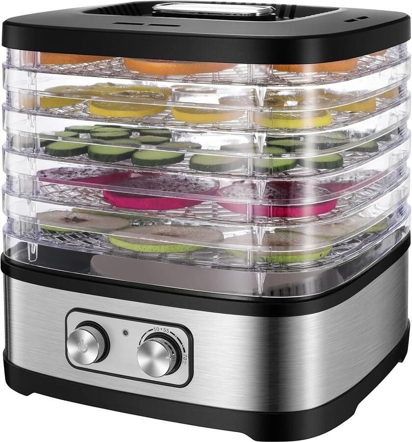 DeltaMerch Voedseldroger 240W – Dehydrator met 5 Verstelbare Drooglagen – 35-70°C – 360° Luchtcirculatie – BPA-vrij