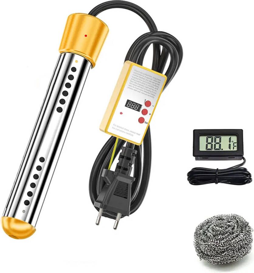 Deluqse Dompelaar 2000W Emmerdompelaar Dompelaar voor Zwembad Reisdompelaar Met Staalspons en Thermometer Dompelaar Waterkoker Zwembad Verwarming Water Verwarmer