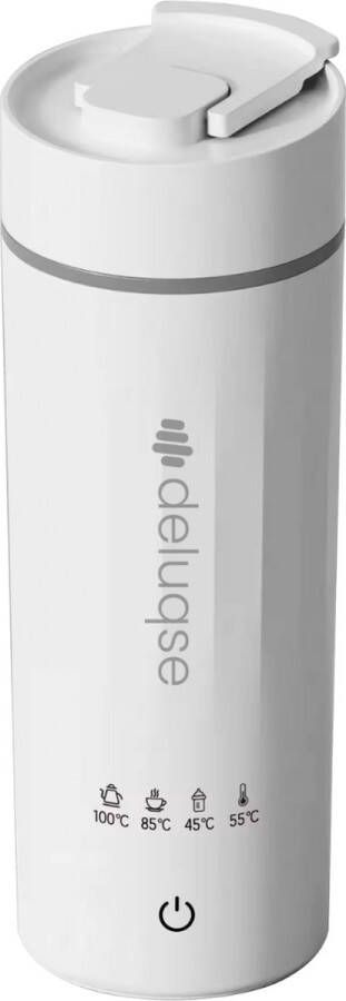 Deluqse Draagbare Waterkoker Temperatuur Instelbaar 450ml Mini Waterkoker Reis Waterkoker Camping Waterkoker Portable Waterkoker Wit