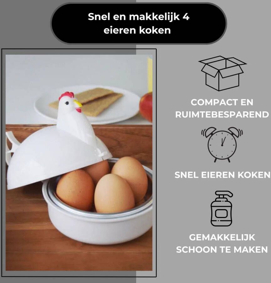 Designed By Man Magnetron Eierkoker 4 stuks – Snel & Veilig Eieren Koken in Magnetron