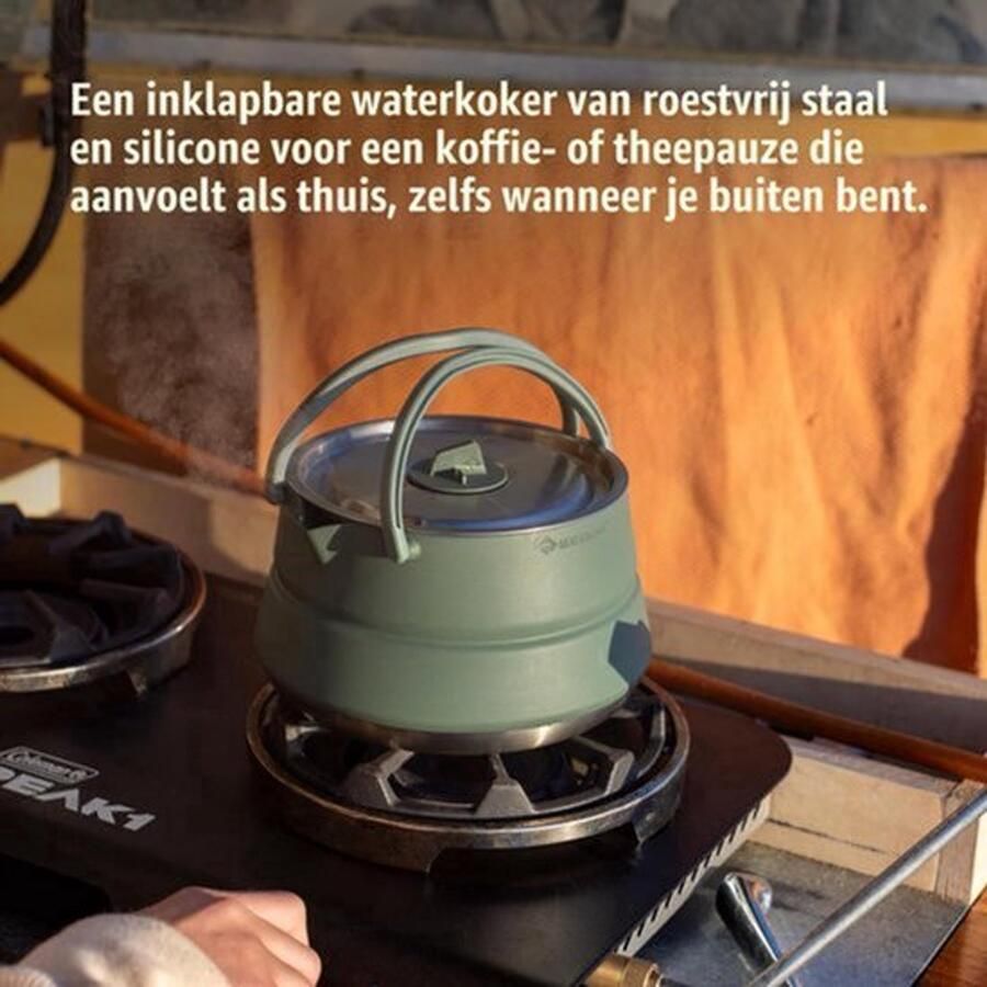 Detour Kettle 1 6 l opvouwbare campingpan 2 personen ruimtebesparende waterkoker met handvat BPA-vrij campingkookgerei van roestvrij staal en siliconen 436 g
