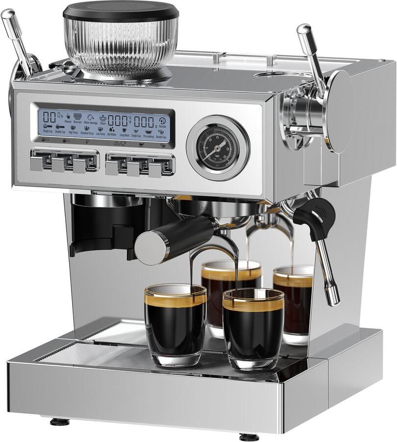 Dewelling CM1610 espressomachine met molen 20 bar pomp dual boiler barista-hendel stoompijp manometer & kopjesverwarmer