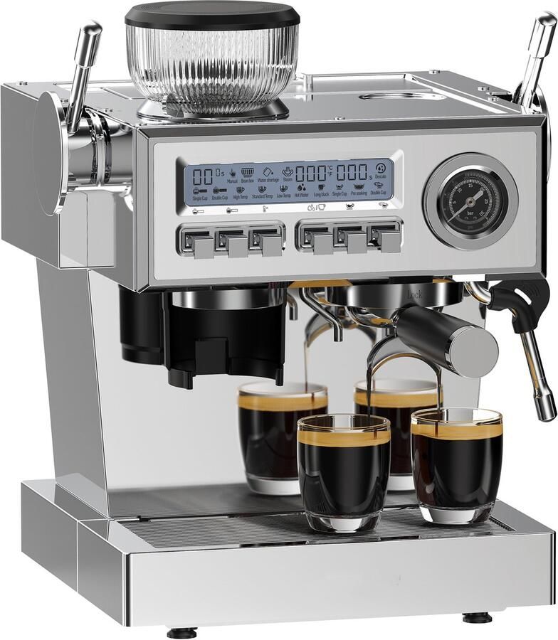 Dewelling CM1610 roestvrijstalen espressomachine met geïntegreerde molen 20 bar pomp en dual boiler