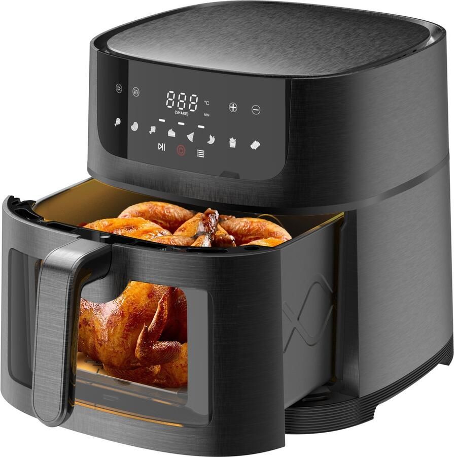 Dewelling Digitale Airfryer AF8007 Digitale Heteluchtfriteuse 9L – 1800W met Touchscreen 8 Automatische Programma's Shake Mode Zichtvenster & Receptenboek
