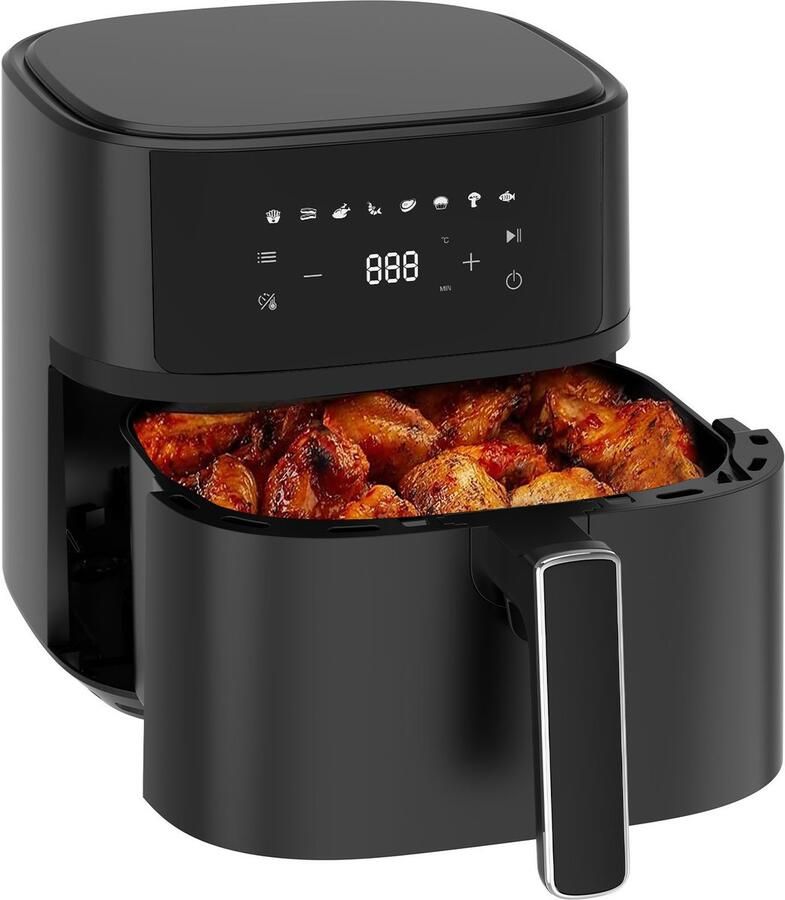 Dewelling Heteluchtfriteuse 625A – 6 5L Airfryer met Volledig Metalen Binnenbak – 1700W – Zwart