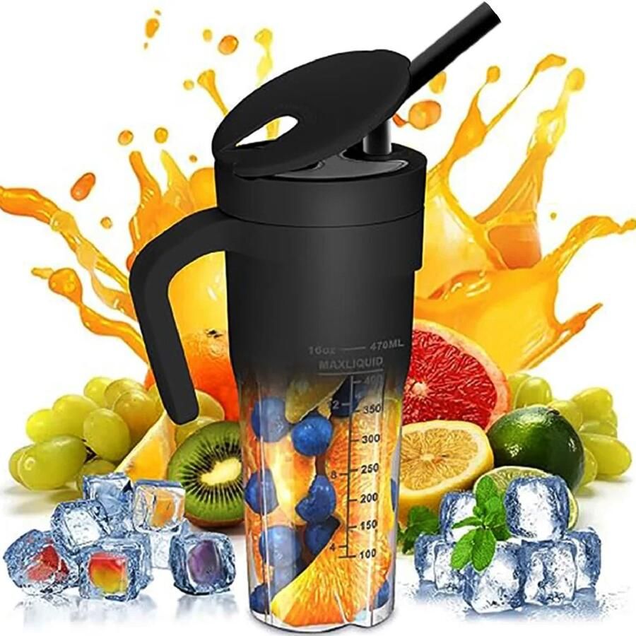 Dewelling Mini Blender – Draagbare Juicer – 6-messen – USB Oplaadbaar – Voor Smoothies & Sap – 460ml – Zwart