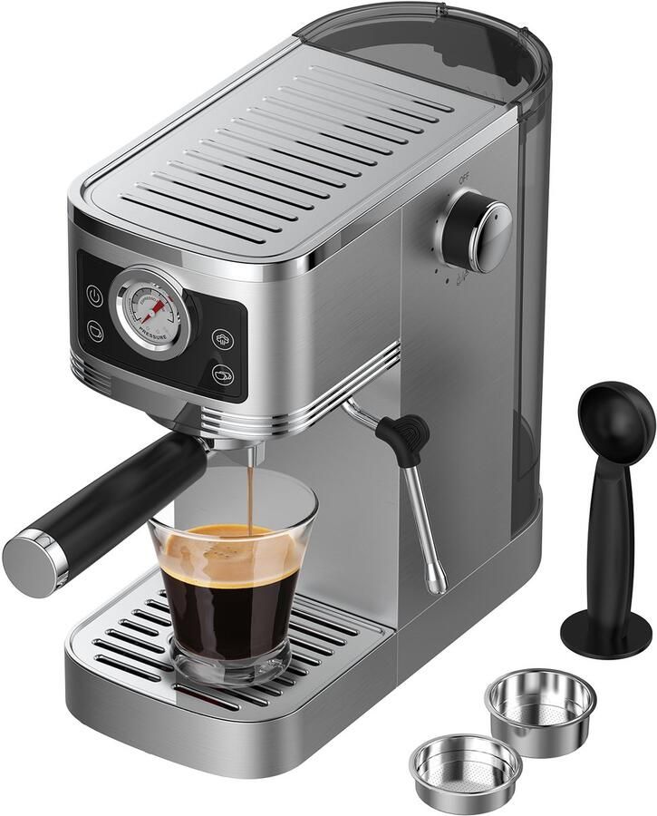 Dewelling Semi-Automatische Espresso Koffiemachine CM1660 – 20 Bar Italiaanse Ulka-pomp Ingebouwde Melkopschuimer RVS Coffee Machine – Cafékwaliteit Thuis