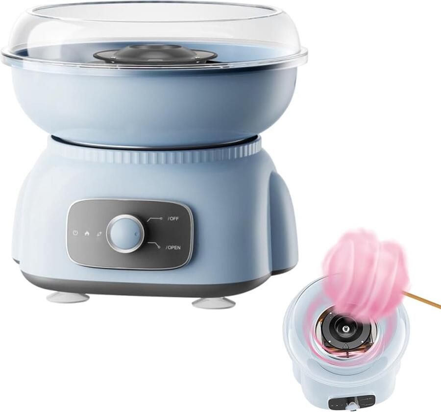 Dewelling Suikerspinmachine-mini suikerspin maker-thuis suikerspin apparaat-kinderen keukenmachine-cotton candy maker-lichtblauw