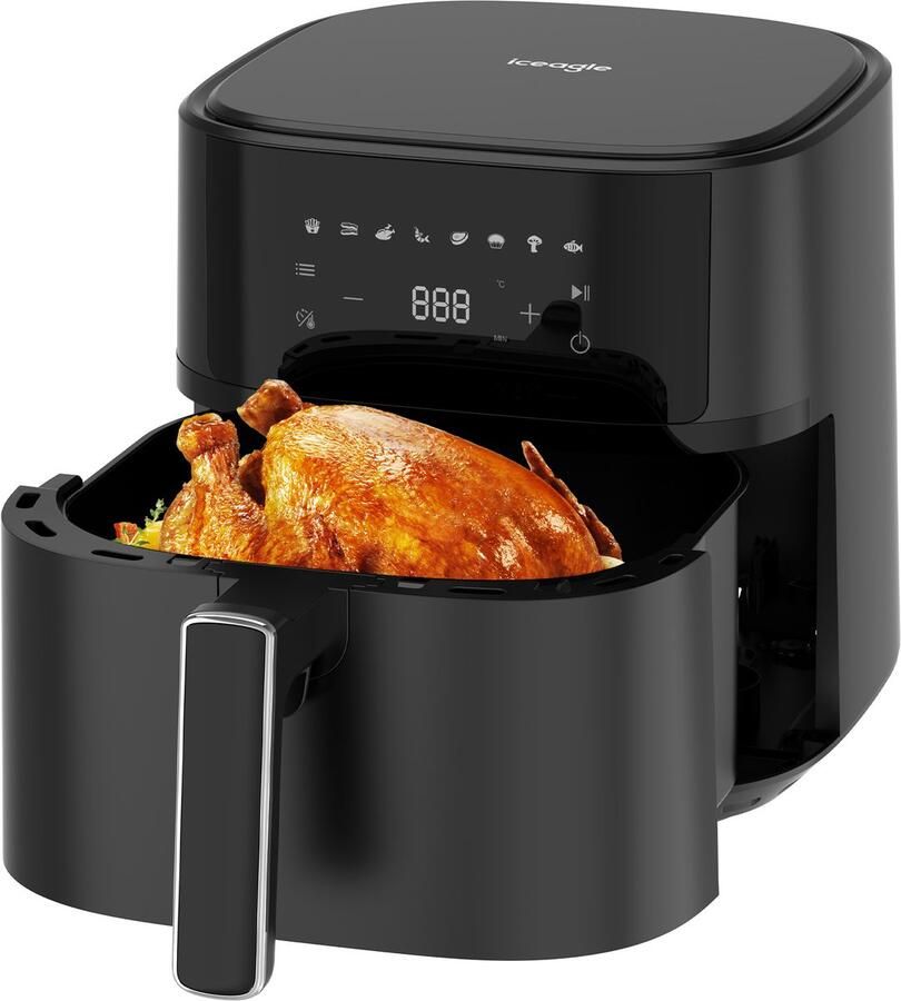 Dewelling XL 6 5 L Airfryer 625A – 1700 W heteluchtfriteuse met metalen binnenruimte 8 programma s en touchscreen– eenvoudig te reinigen