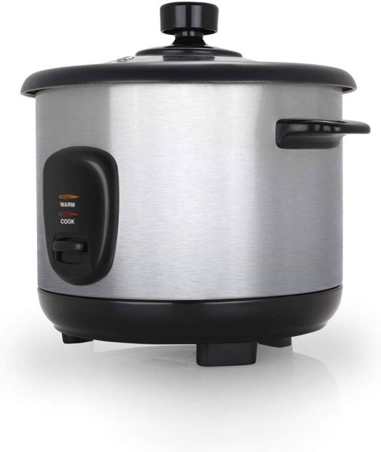 DHNS Elektrische Rijstkoker Met Droogkookbeveiliging en Warmhoudfunctie Inclusief rijstlepel en Maatbeker Zilver