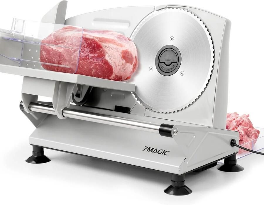 Dimico Elektrische vleessnijmachine voor thuis Vlees snijmachine Vleessnijder Zilver Kinderslot Roestvrijstale messen