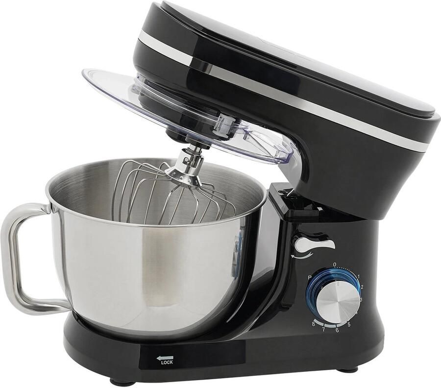 Dimico Mixer Keukenmachine Keukenmixer met Mengkom 4 5L RVS 1000W 8 Snelheden Inclusief Deeghaak Garde en Klopper