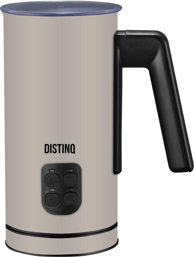 DistinQ Melkopschuimer 240 ml Elektrische melkopschuimer RVS PFAS-Vrij Taupe Zwart 4-in-1