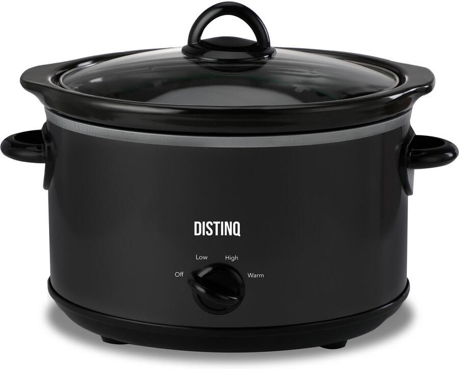 DistinQ Slowcooker 4 liter – Keramische binnenpan Warmhoudfunctie 180Watt BPA en PFAS vrij Kerstcadeau