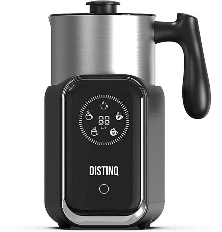 DistinQ Melkopschuimer – Inductiemelkopschuimer Elektrisch met Display PFAS-Vrij – Elektrische Melkopschuimer vaatwasserbestendig Voor Opschuimen en Verwarmen
