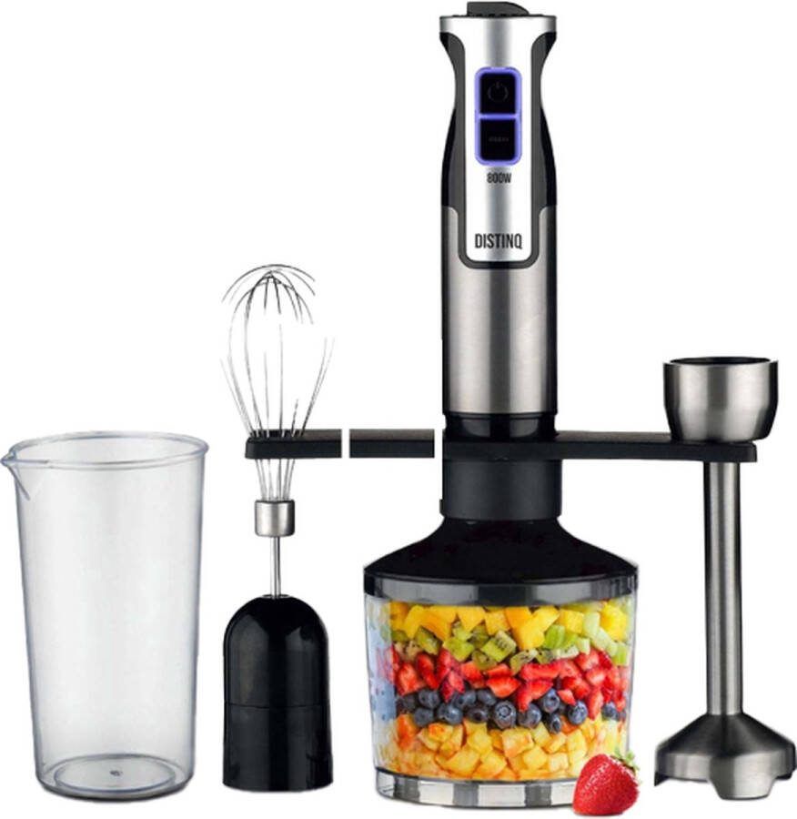 DistinQ Staafmixer Set 4-delig 800 Watt Hakmolen Staafmixer Garde & Maatbeker