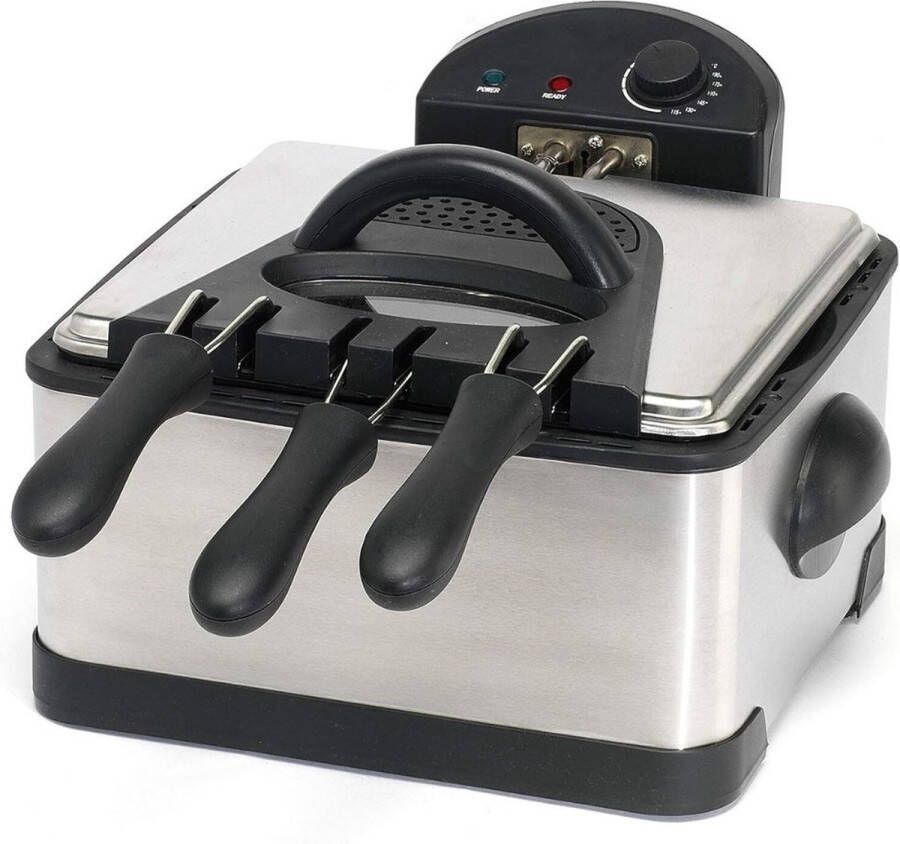 DiverseDeals Friteuse 4 Liter Friteuse 3 Verschillende Manden Frituurpan 2000 Watt RVS