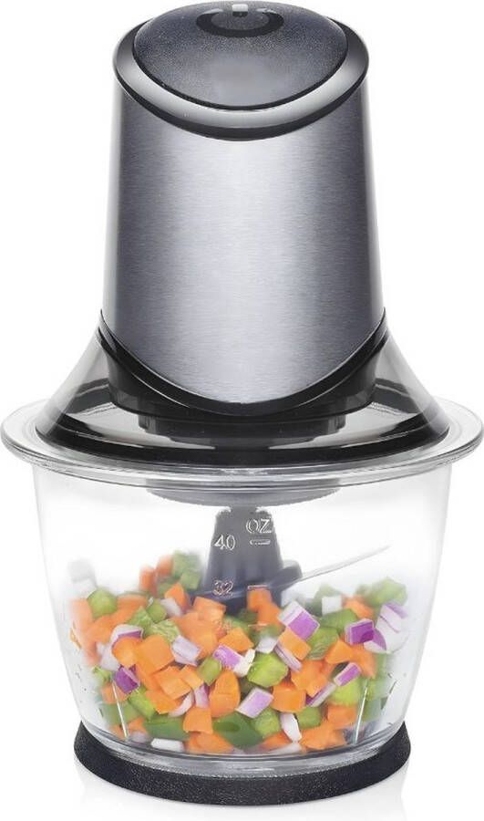 DiverseDeals Hakmolen Elektrisch Hakmolen met 4 Messen Hakmolen Electrisch 400W 15 x 8 x 15cm Grijs Extreem Fijn in Gebruik