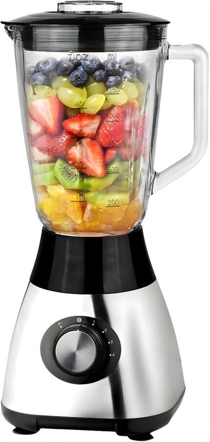 DNA Blender Glas Blender Keukenmachine Zilver Zwart 17cm x 17cm x 41cm
