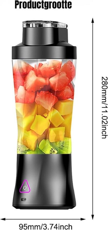 DNA Blender To Go Blender Mini Blender Zwart 10cm x 10cm x 30cm