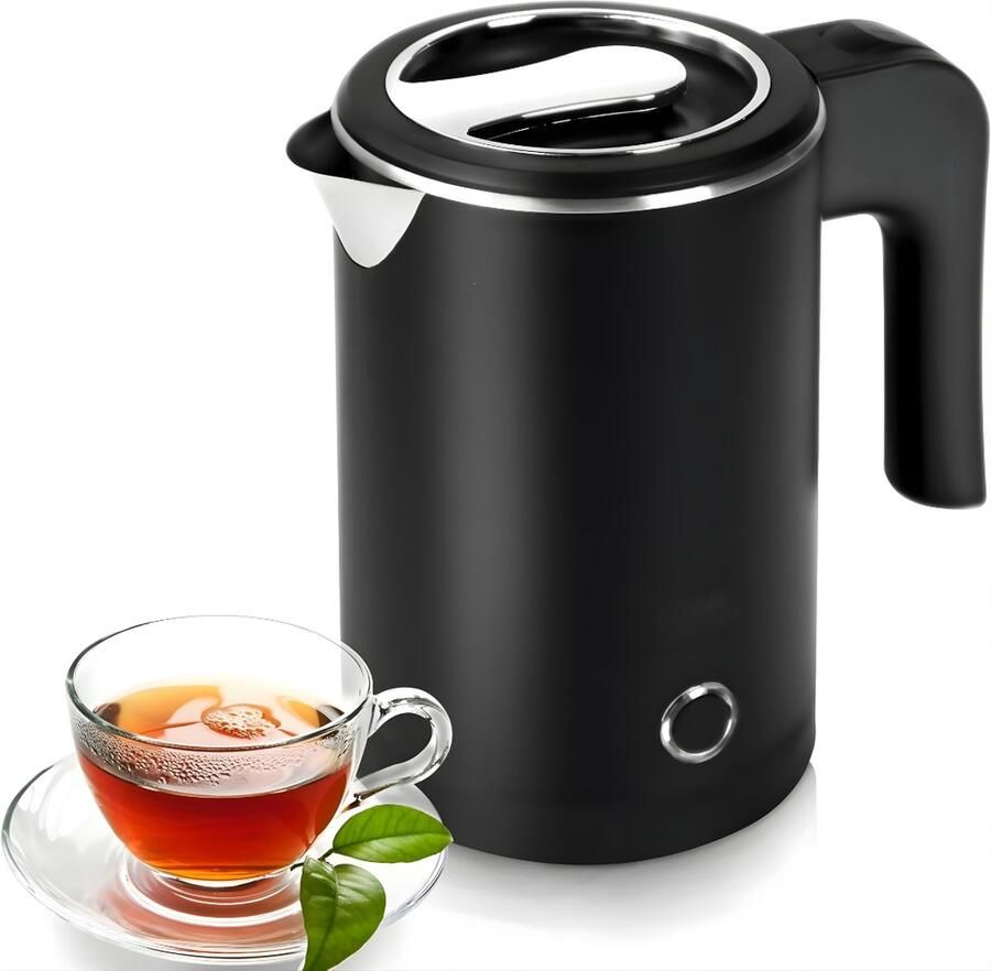 DNA Reiswaterkoker Mini Waterkoker Kleine Waterkoker Camping Waterkoker Zwart 12cm x 12cm x 15cm