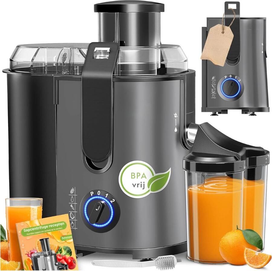 DNA Sapcentrifuge Slowjuicer Sapcentrifuges Groenten en Fruit Nutribullet Smoothie Maker Zwart 27cm × 20cm × 18cm