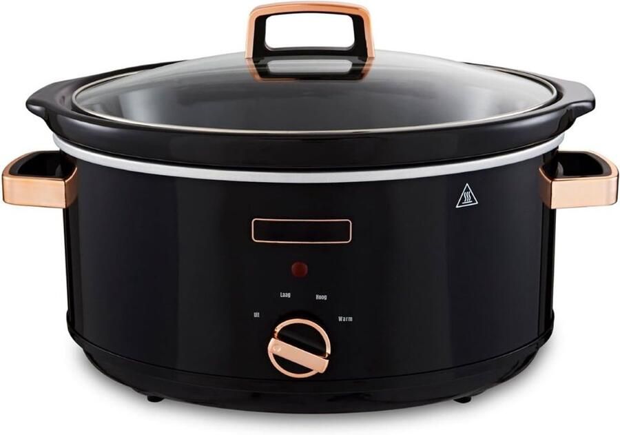 DNA Slowcooker Met Timer Slowcooker Multicooker Zwart en Roze Goud 32cm x 41cm x 24cm