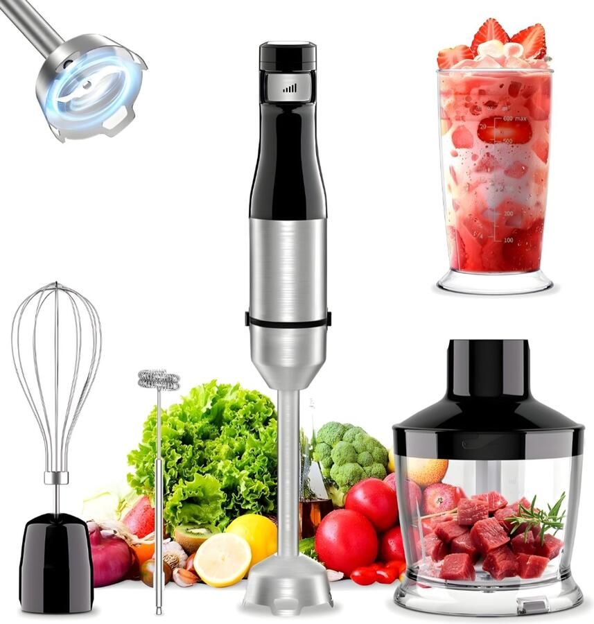 DNA Staafmixer Set Staafmixers Staafmixer Met Hakmolen Staafmixer Draadloos Zwart 14cm x 24cm x 25cm