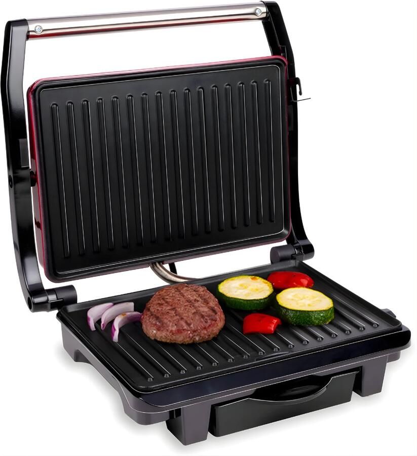 Quvo Tosti-ijzers Tosti Apparaat Tosti Ijzer Zwart Rood 28cm x 33cm x 12cm