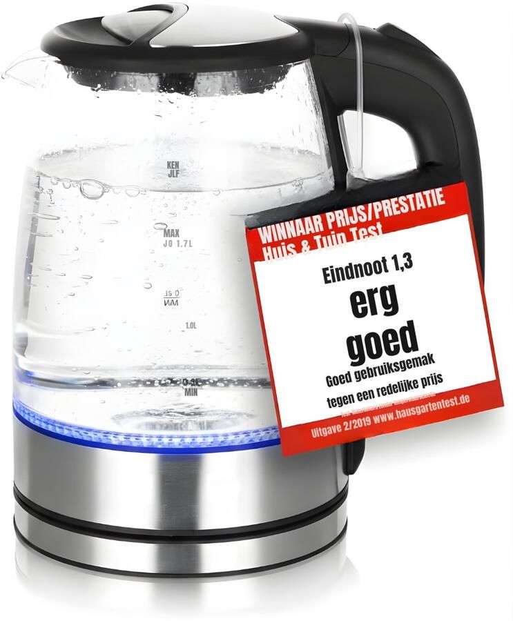 DNA Waterkoker Met Temperatuurregeling Waterkoker Glas Zilver 23cm x 17cm x 25cm