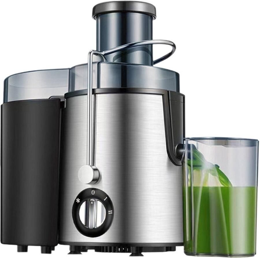 Dnntunk Fruit- en Groentesappers van Roestvrij Staal Kitchen Sapcentrifuge Juicer voor Groenten & Fruit 2 Snelheden 800 Watt Zilver