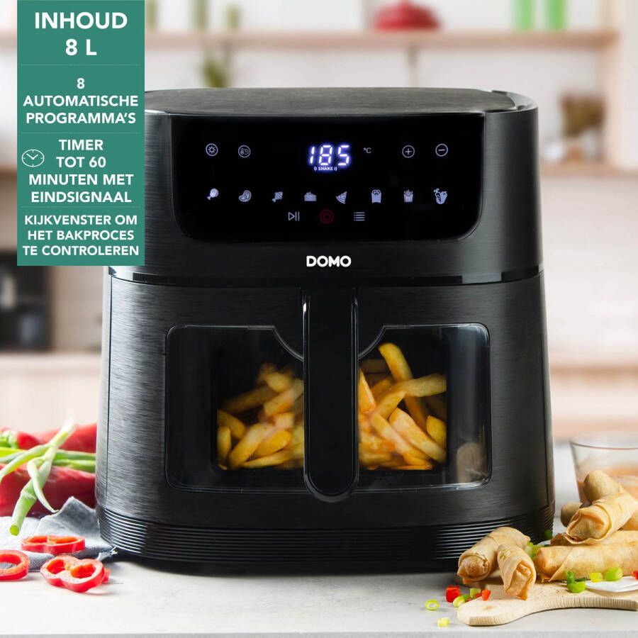 Domo DO543FR Airfryer XXL 8L Heteluchtfriteuse met Kijkvenster Zwart