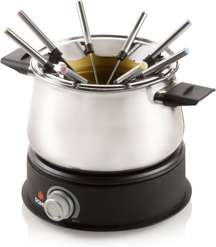 Domo DO706F Elektrische Fonduepan RVS 8 Fonduevorkjes