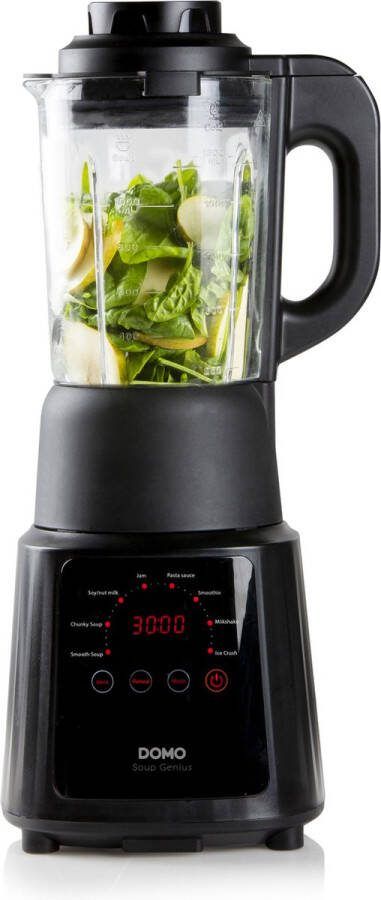 Domo DO726BL Soepmaker 'Soup Genius' Blender 1 2 L 8 programma's Voor pastasaus en sojamelk Zwart
