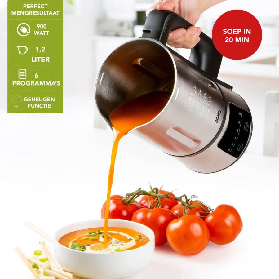 Domo DO727BL Soepmaker My Soup Express – 1 2L 6 programma s – Voor confituur en sojamelk RVS – Zwart - Foto 2