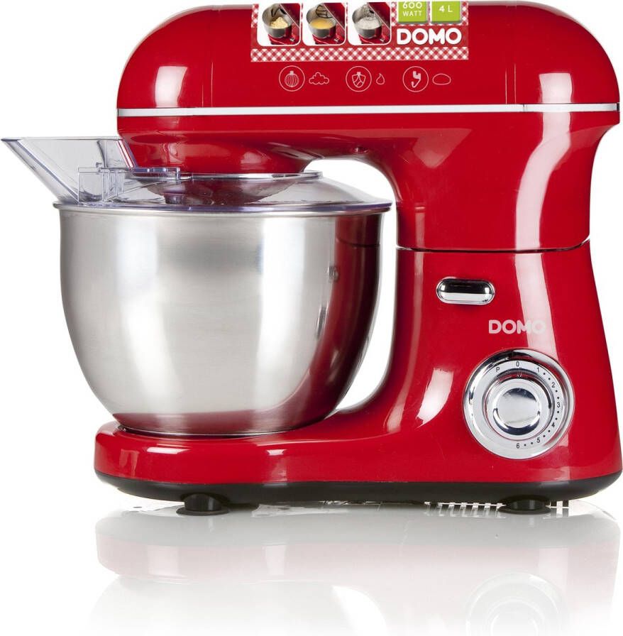 Domo * DO9116KR Keukenmachine 600W 4L Geluidsarm Rood - Foto 2