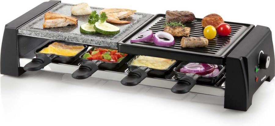 Domo DO9190G Gourmetset Raclette Steengrill 8 personen PFAS-vrij 1200 W