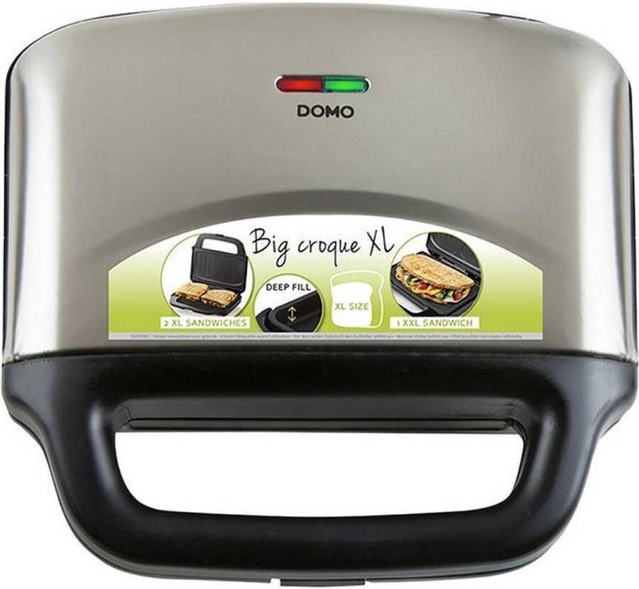 Domo DO9195C Big Croque XL Tosti Apparaat – Croque Monsieur toestel – RVS – Zwart - Foto 1