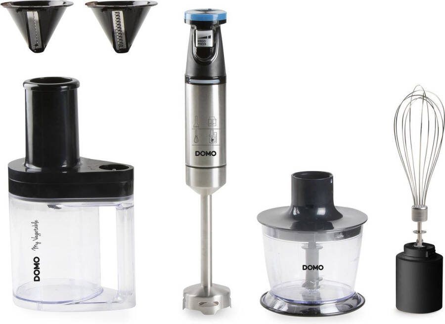 Domo DO9254M Staafmixer set met spiraalsnijder Mixer met hakmolen Krachtige DC motor 800W