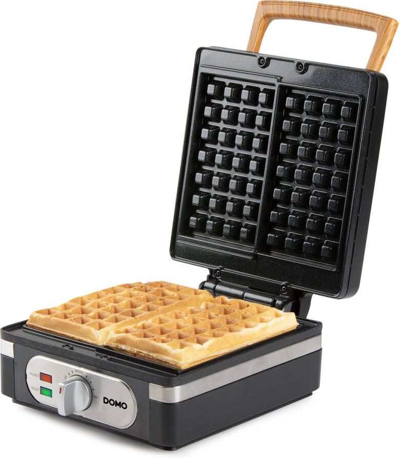 Domo DO9275W Wafelijzer – XL wafels 4x7 Belgische Wafels – PFAS-vrij – 1400W – Zwart