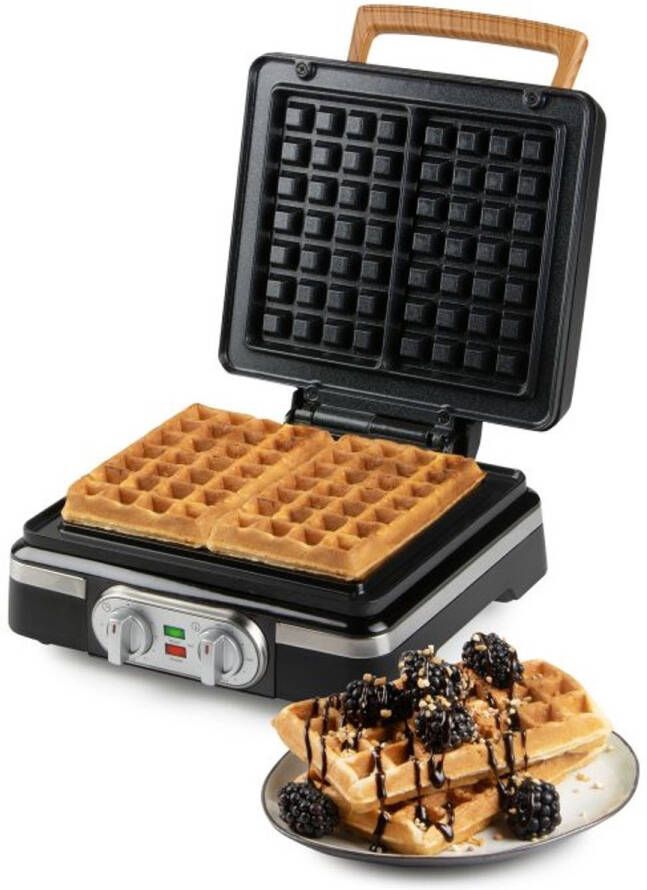 Domo DO9281W Wafelijzer – XL wafels 4x7 Belgische Wafels – PFAS-vrij – 1400 W – Timer – Zwart