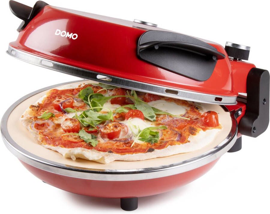 Domo DO9284PZ My Express Pizza Oven Pizza Maker Keramische Steen 32 cm diameter 400°C in 5 minuten Rood