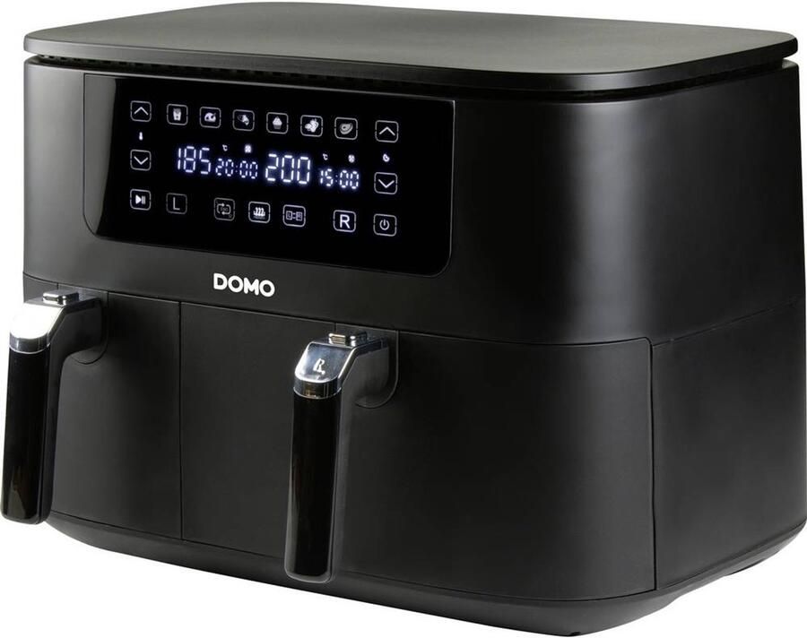 Domo AIRFRYER DOUBLE FRY ZONE 3 + 6 L Frituurpan 9 l 2850 W 2 grillzones Zwart