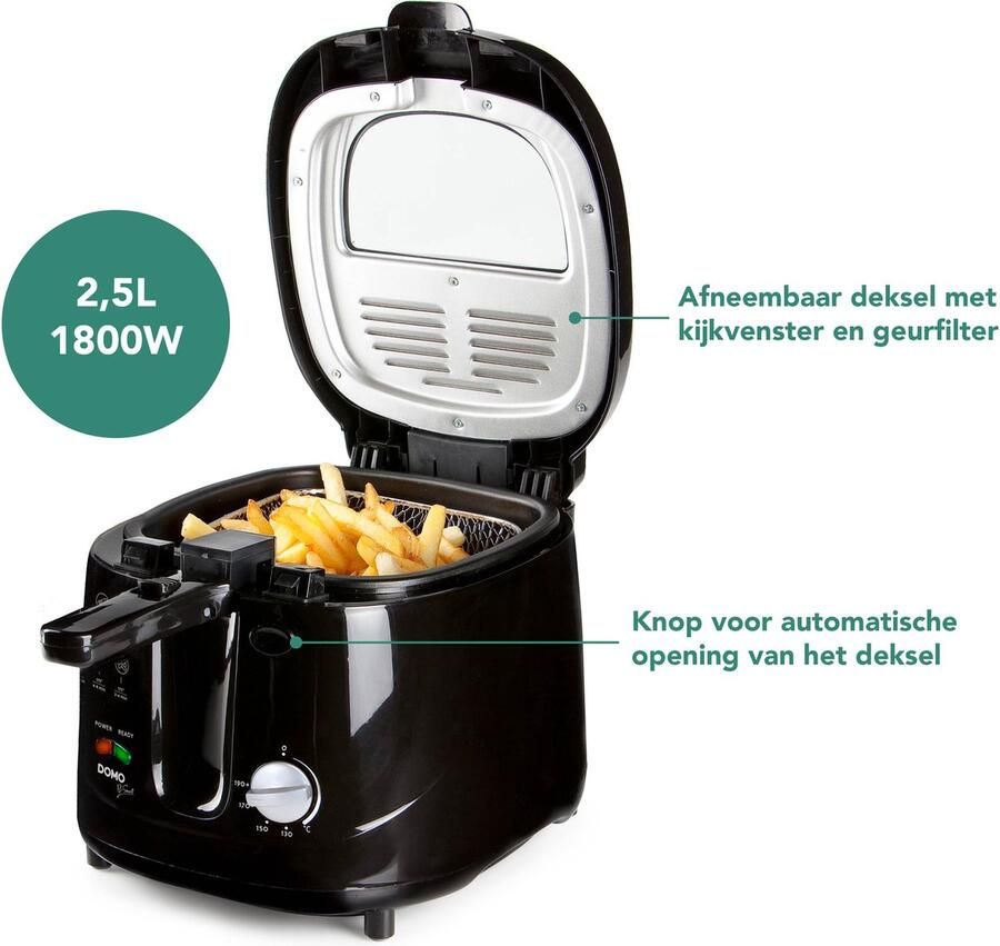 Domo B-Smart DO461FR Friteuse Frituurpan 2 5 L incl. kijkvenster 1800 W