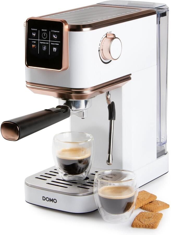 Domo DO746K Espressomachine Met Stoompijpje 20 Bar Pistonmachine Koffiecupmachine Wit Rosé