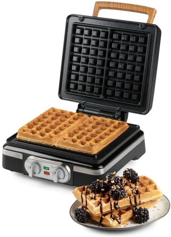 Domo DO9281W Wafelijzer – XL wafels 4x7 Belgische Wafels – PFAS-vrij – 1400 W – Timer – Zwart