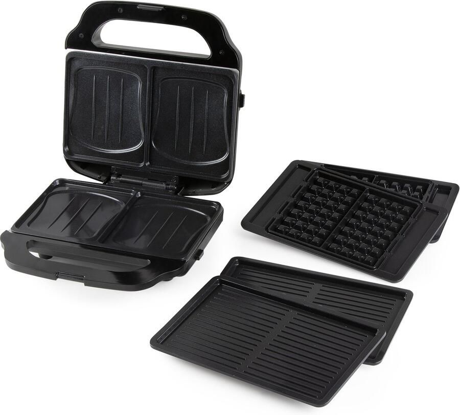 Domo DO9291C Big Snack XL 3-in-1 Wafelijzer Tosti-ijzer Contactgrill – PFAS-vrij – 1400 W Mat Zwart - Foto 2